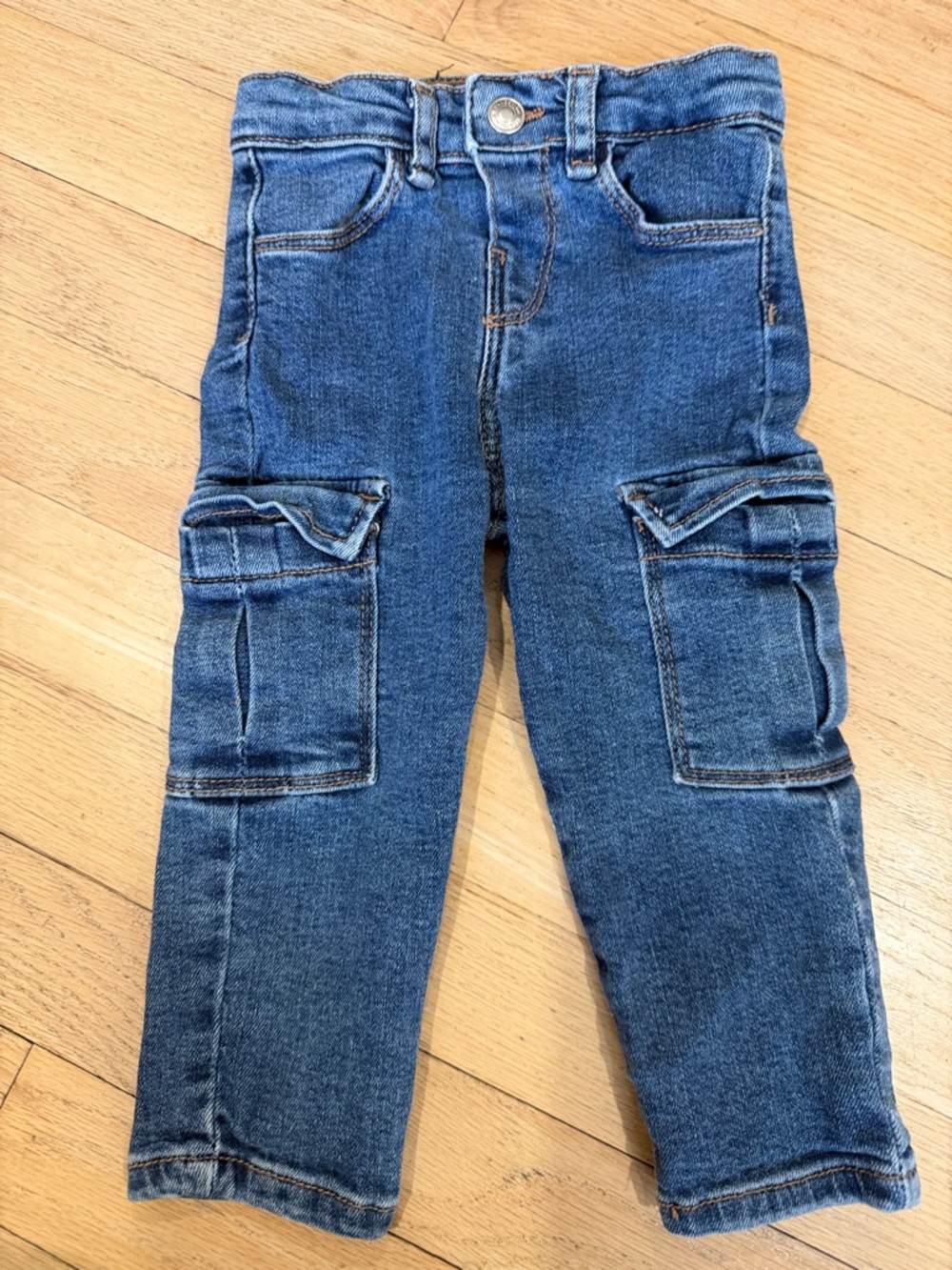 Zara Toddler Cargo Denim Pants - Blue